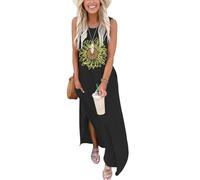 AUSELILY Maxi Dress for Women UK Casual Summer Long Dress Beach Cover-Ups Sun Dresses Women Sleeveless T Shirt Tank Dresses with Pockets