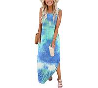 AUSELILY Maxi Dress for Women UK Casual Summer Long Dress Beach Cover-Ups Sun Dresses Women Sleeveless T Shirt Tank Dresses with Pockets