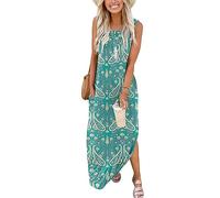 AUSELILY Maxi Dress for Women UK Casual Summer Long Dress Beach Cover-Ups Sun Dresses Women Sleeveless T Shirt Tank Dresses with Pockets