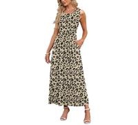 AUSELILY Summer Dresses for Women Casual Sleeveless Ladies Maxi Dress Long with Pockets Leopard XL