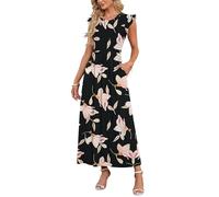 AUSELILY Summer Maxi Dress Women Pockets Beachdress A Line Morning Glory S