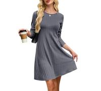 AUSELILY Winter Dresses for Women UK Ladies Jumper Dresses Long Sleeve Knitted Pullover Dress Casual Dark Gray