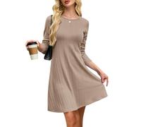AUSELILY Winter Dresses for Women UK Ladies Jumper Dresses Long Sleeve Knitted Pullover Dress Casual Light Coffee