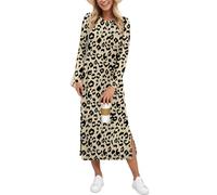 AUSELILY Winter Dresses for Women UK Maxi Split Loose Long Sleeve Dress Casual Ladies Dresses Leopard L