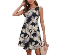 AUSELILY Women's Sleeveless Summer Dress Floral Beach Sundress Vacation Casual Dress with Pockets