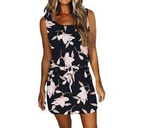 AUSELILY Womens Summer Sleeveless Dress Ladies Beach Cover Ups Empire High Waist Mini Dresses with Pockets