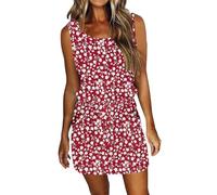 AUSELILY Womens Summer Sleeveless Dress Ladies Beach Cover Ups Empire High Waist Mini Dresses with Pockets