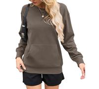 AUSELILY Women's Sweatshirt Long Sleeve Pullover with Pocket Casual Oversized Top for Autumn Winter, Coffe M