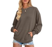 AUSELILY Women's Sweatshirt Long Sleeve Pullover with Pocket Casual Oversized Top for Autumn Winter, Coffe XL