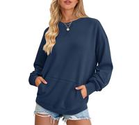 AUSELILY Women's Sweatshirt Long Sleeve Pullover with Pocket Casual Oversized Top for Autumn Winter, Colorful Blue S