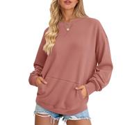 AUSELILY Women's Sweatshirt Long Sleeve Pullover with Pocket Casual Oversized Top for Autumn Winter, Orange Pink XXL