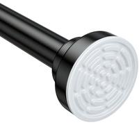 Ausemku Shower Curtain Rod - 32-43 Inch Rustproof Tension Rod, Non-Slip Spring Design, No Drilling Adjustable Curtain Rod for Bathroom, Kitchen, and Closet（Black）