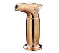 Ausemo Cigar Lighter Continuous Flame Lock Kitchen Blow Torch Adjustable Flame for BBQ Baking Cooking Crafts DIY Soldering(Butane Gas Not Included),Gold