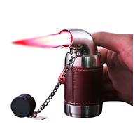 Ausemo Torch Lighter Powerful 4 Jet Flame Refillable Butane Cigar Lighter with Dust Cover Bottom Flame Adjustment and Cigar Punch Design,Red