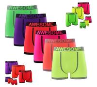 AUSH Mens Awesome Seamless Fit Boxer Shorts NEON Stretchy Waistband Soft Boxers Everyday Wear Briefs Sports Mens Underwear Pack of 3 (UK, Alpha, One Size, Regular, Regular, Medium, Red-orange-purple)