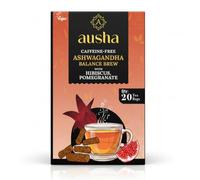Ausha Ashwagandha Tea 20 Bags with Hibiscus, Licorice, Pomegranate - For Energy Increase, Stress and Anxiety Relief, Wellbeing - Ashwagandha Harmony Tea - Eco Friendly Sustainable Packaging