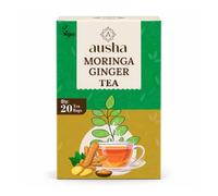 Ausha Moringa Ginger Tea 20 Bags - Moringa + Ginger + Liquorice - Caffeine Free - Gut Health, Digestion, Immunity - Source of Protein, Amino Acids, Antioxidants, Dietary Fibre