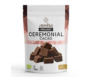 Ausha Organic Ceremonial Grade Cacao Paste 200g - Unsweetened Raw Criollo Cacao Variety from Peru - UK Certified Organic by Soil Association - Hot Chocolate Drink, Add to Porridges - 100% Pure Cocoa
