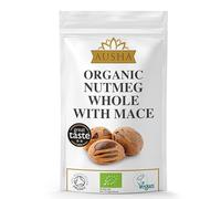 Ausha 2** GREAT TASTE AWARD 2023 Organic Nutmeg Whole 50g - With Mace - Cooking - Certified Organic by Soil Association