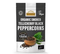 Ausha Organic Tellicherry Black Peppercorns Whole 100g - 2** GREAT TASTE AWARD - Smoked - UK Certified Organic by Soil Association - For Grinding and Cooking