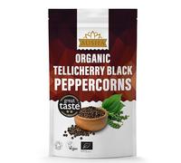 Ausha Organic Tellicherry Black Peppercorns Whole 100g - 2** GREAT TASTE AWARD - UK Certifed Organic by Soil Association - For Grinding and Cooking - Extra Bold Peppercorns