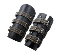 Ausi 1 Pair of Faux Leather Medieval Arm Guard Viking Knight Gauntlet Wristband Renaissance Armor Bracers Black