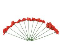 Ausi 12-Pack Artificial Red Poppy Flowers - Silk Poppies with Stems for Remembrance, Memorial Day & Grave/Garden Decor