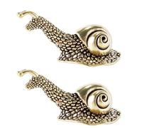 Ausi 2 PCS Brass Snail Figurines Mini Retro Pure Copper Snail Sculpture Statue Decor for Outdoor Pond Garden Feng Shui Living Room Computer Desk