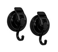 Ausi 2 X Suction Cup Hooks with Max 10 Kg, Waterproof Strong Shower Suction Hooks，Punch-free for Bathroom, Kitchen, Window, Wreath (Black)