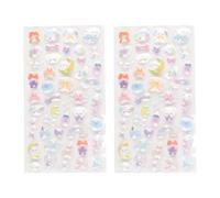 Ausi 3D Puffy Glitter Stickers 2 Set - 50pcs Each Sheet Premium Little Bear Starry Night for Craft Projects and Rewards Diverse Craft Accessories