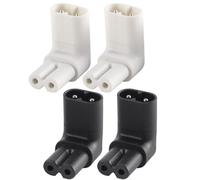 Ausi 4 Pcs IEC 320 C7 to C8 2 Pin 90 Degree Right Angled Power Extension Adapter for TV Printer Monitor AC 250V 2.5A Black White
