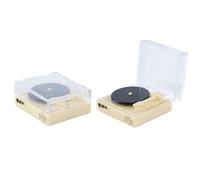 Ausi Miniature 1:12 Scale Retro Record Player Turntable Simulation Model Dollhouse Furniture Accessories with Flip Cover Plastic Acrylic Material