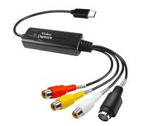 Ausi RCA AV To USB C Video Capture Card Adapter, Composite S-Video To USB Converter for VHS VCR DVD To PC Mac