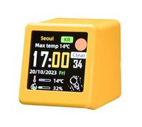 Ausi Smart WiFi Desktop Weather Station, DIY Cute GIF Animations, Accurate Weather Updates, Desktop Decoration, Mini Digital Clock(Yellow)
