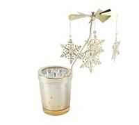 Ausi Snowflake Tea Light Carousel Lantern Glass Gold Tea Light Glass Rotating Candle Holder Iron Metal Candle Holder for Valentine's Day Decoration