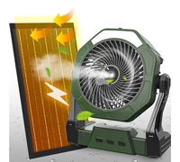Ausic 10W Solar Fan with Mister, Misting Camping Fan with Solar Panel, Portable Outdoor Fans, 8 Inch Battery Operated Rechargeable Cooling Fans with Water Spray for Travel/Beach/Chicken Coop