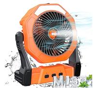 Ausic P20 8-Inch Misting Camping Fan, 250ml Tank, LED Light, Rechargeable | Amazing Misting Fan: How Mist Fan Effects: Cool water mist sprays onto the skin, evaporating and taking away more heat from
