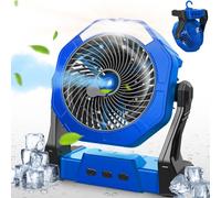 Ausic Portable Misting Camping Fan, 8" Outdoor Cooling Fan with LED Light, Water Spray, Hook, [Max 35H] Battery Operated Rechargeable Fan for Sports Sidelines, Patio, Beach, Tent, Travel