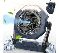 Ausic Portable Misting Camping Fans, Max 35H Runtime, Outdoor Cooling Fan for Patios, 8 Inch Battery Operated Rechargeable Fans, Water Spray Fan with LED Light, Travel Beach Camp Essential