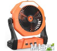 Ausic Portable Misting Fan, Outdoor Fans for Patios with Water Mist, 30000mAh Rechargeable Battery Personal Cooling Fan with Mister, 8-Inch, 250mL Water Tank & LED Lantern, for Home, Outside, Camping