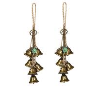 Ausicfen 2 Pieces Witch Bells for Door Knob for Protection Brass Bells Hanging Witchcraft Wicca Supplies Wreath Handmade Witch Bells Wiccan Magic Wind Chimes for Porch,Garden(Alloy Vintage Bell)