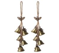 Ausicfen 2 Pieces Witch Bells for Door Knob for Protection Brass Bells Hanging Witchcraft Wicca Supplies Wreath Handmade Witch Bells Wiccan Magic Wind Chimes (Butterfly Vintage Bell)