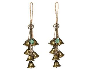 Ausicfen 2 Pieces Witch Bells for Door Knob for Protection Brass Bells Hanging Witchcraft Wicca Supplies Wreath Handmade Witch Bells Wiccan Magic Wind Chimes for Porch,Garden(Alloy Vintage Bell)