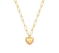 AUSIKA 18K Gold Plated Heart Pendant Necklace for Women Dainty Layered Minimalist Jewelry Paperclip Link Chain Statement Necklaces 18”