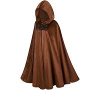 Ausing Adult Medieval Halloween Costume Women Grim Reaper Hooded Cape With Hood Men Cosplay Witch Cloak Adults Fancy Dress Vampire Costumes Long Wizard Robe Accessories Capes Outfit Dresses Brown M
