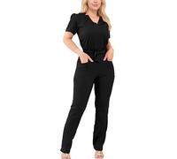 Ausing Care Tunic Trousers Black M Lightweight Breathable Medical Uniform Summer Surgical Cosmetic