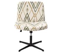 Ausing Floral Office Chair Covers without Armrest Criss Cross Swivel Chair Cover Wide Back Office Chair Slipcovers