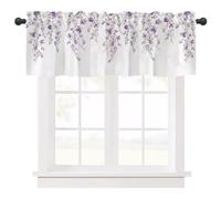 Ausing Flower Vine Short Curtains Kitchen Bedroom Floral Watercolor Printed Bistro Curtains for Living Room Decoration, Purple