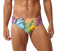 Ausing Men Fitted Swimming Shorts Funky Swim Swimwear Men's Funny Boxer Briefs Pool Bathing Trunks with Pouch Low Rise Costume Racing Bikini Brief Sexy Beach Costumes Multicoloured M