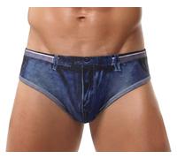 Ausing Men Swim Briefs Swimwear Denim Print Swim Trunks Swimsuits Sport Bikini Surf Swimming Pool L(EU)=Tag XL